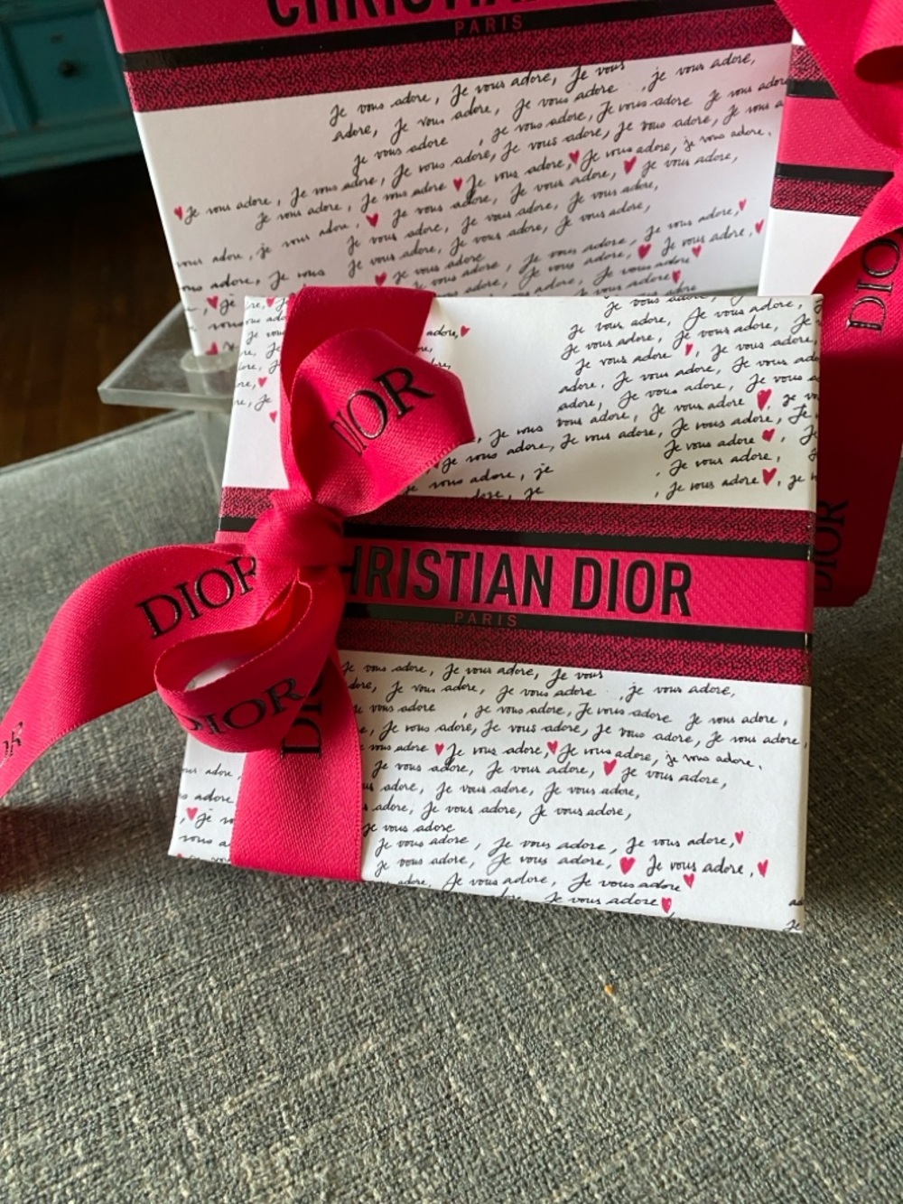 Dior Limited Edition Hot Pink and Black & White Gift Box with Ribbon